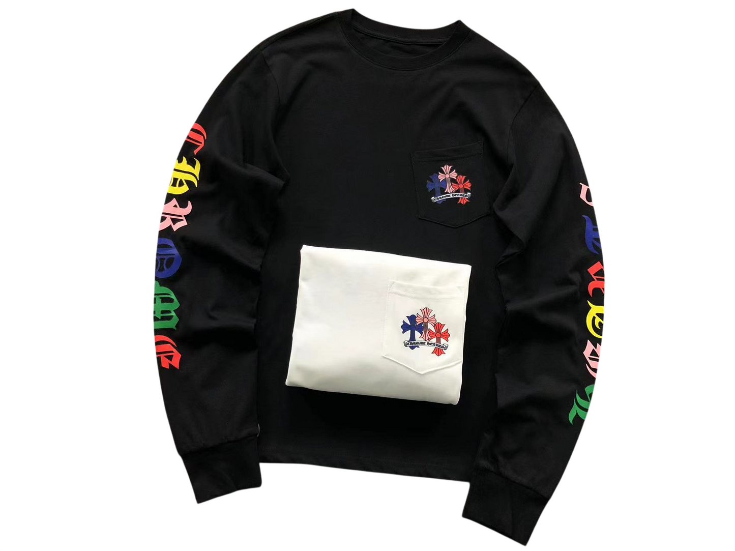 Chrome Hearts Multi Color Cross Cemetery Longsleeve White