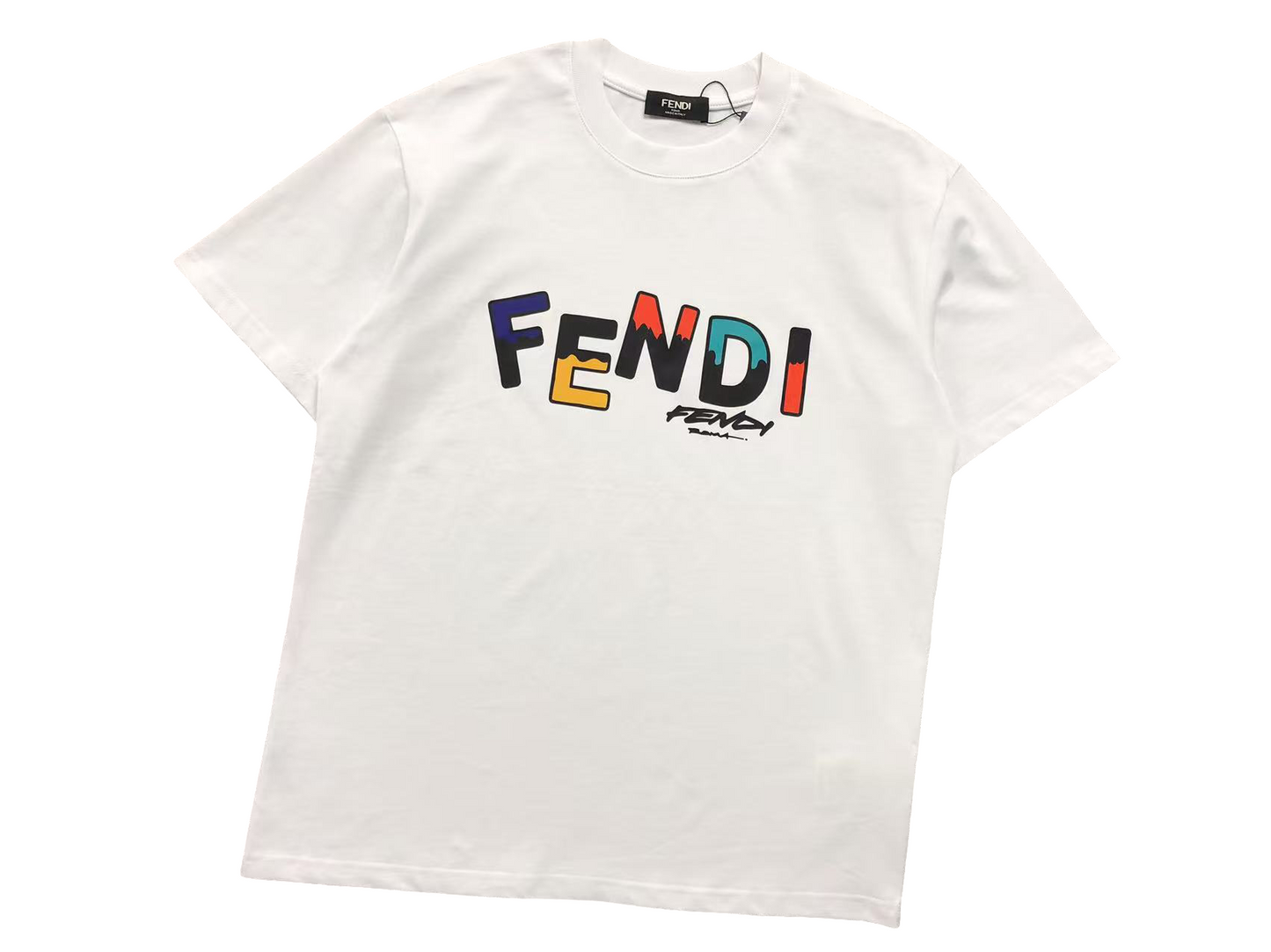 Fendi Multi Color Tee White