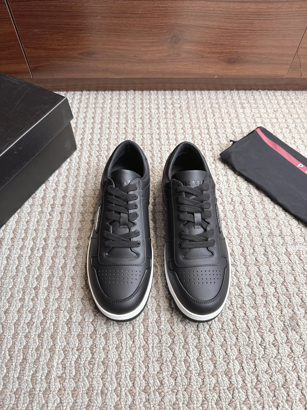 Prada Downtown Leather Dark Black White