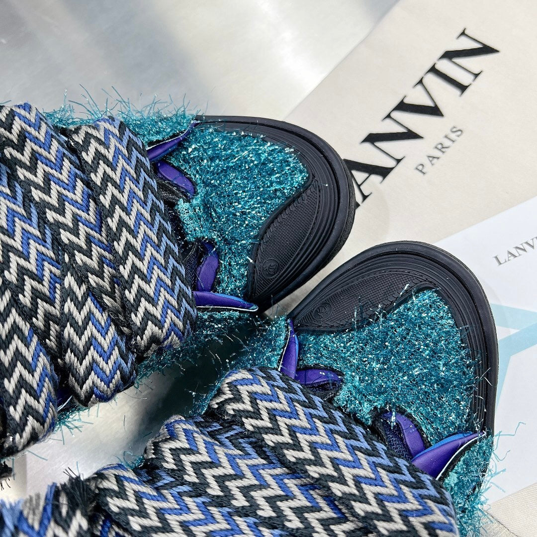 Lanvin Curb Shaggy Tweed Navy Blue