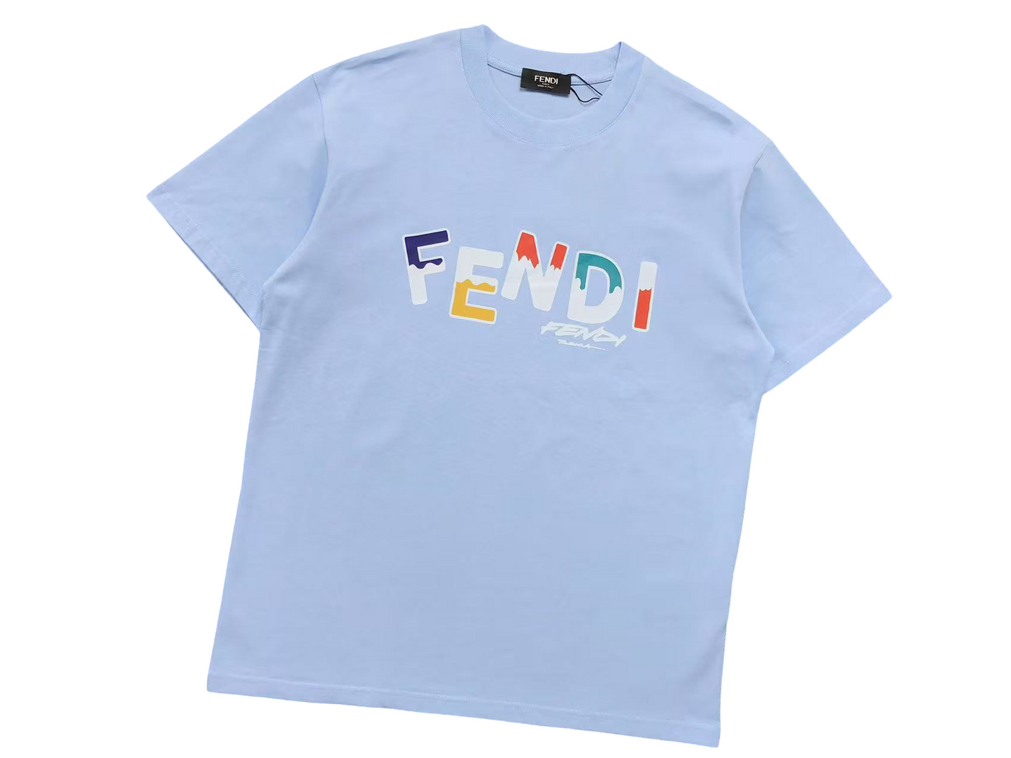 Fendi Multi Color Tee Misty Blue