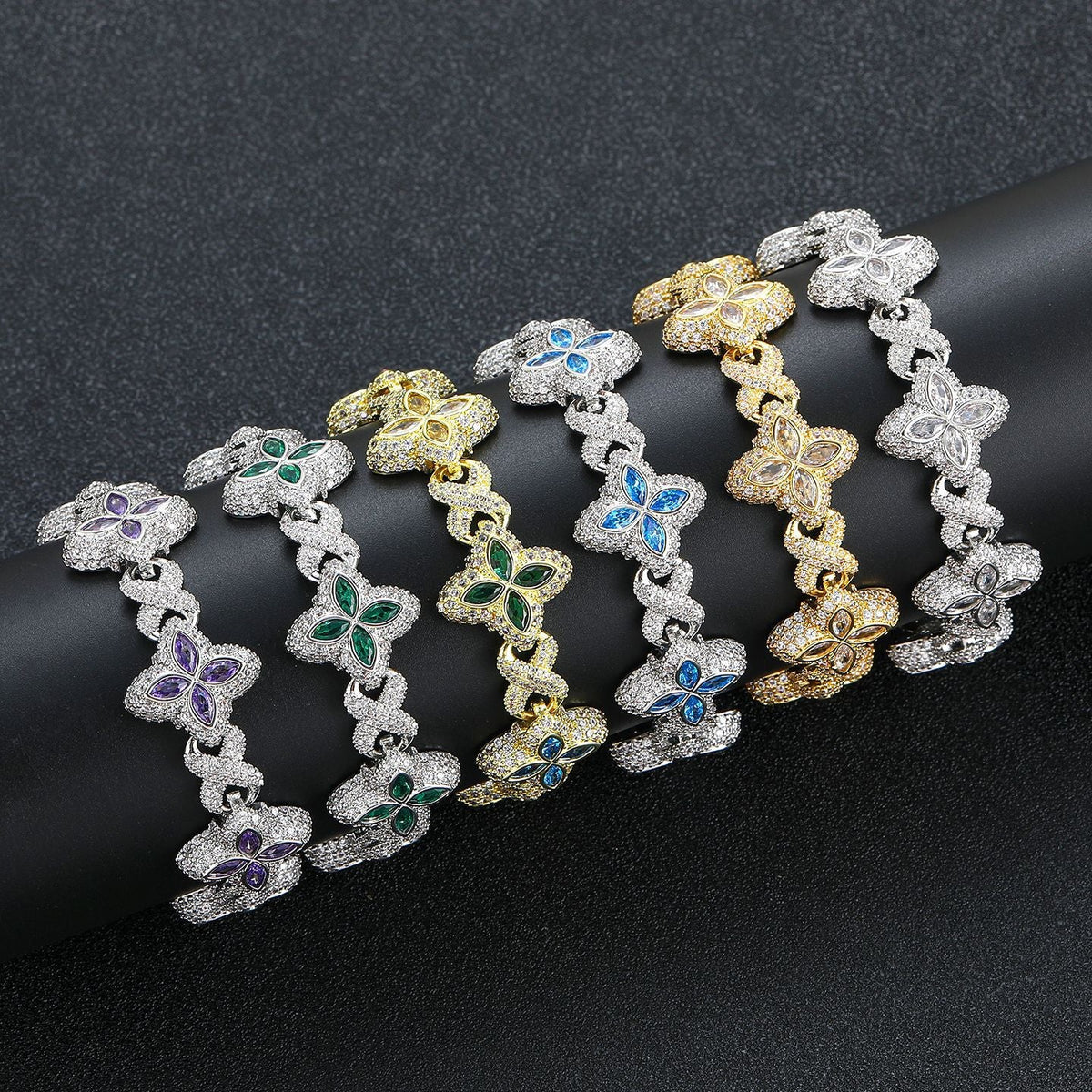 21Dripzz Iced Flower Bracelet Silver Green