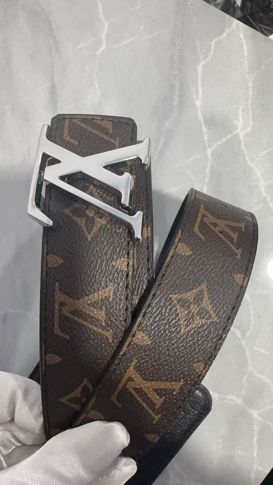 Brown Monogram Eclipse Belt Grey Buckle