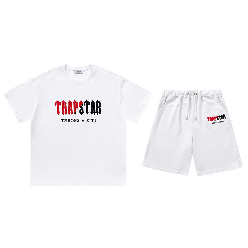 Trapstar Chenille Decoded Short Set White/Red