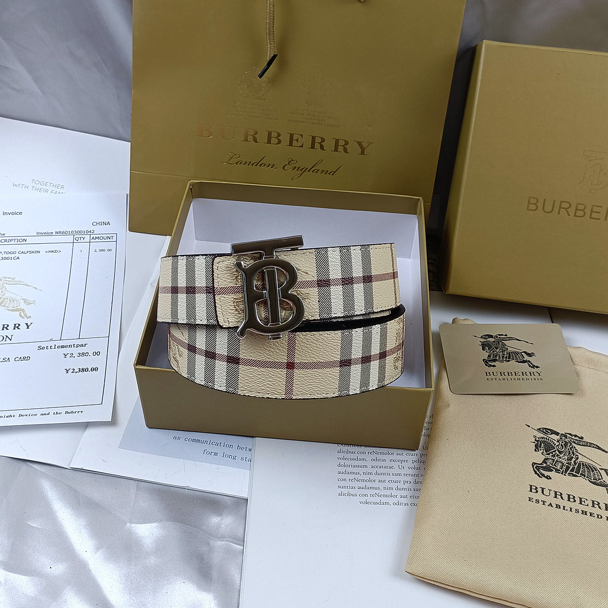 Burberry Vintage TB Belt Silver