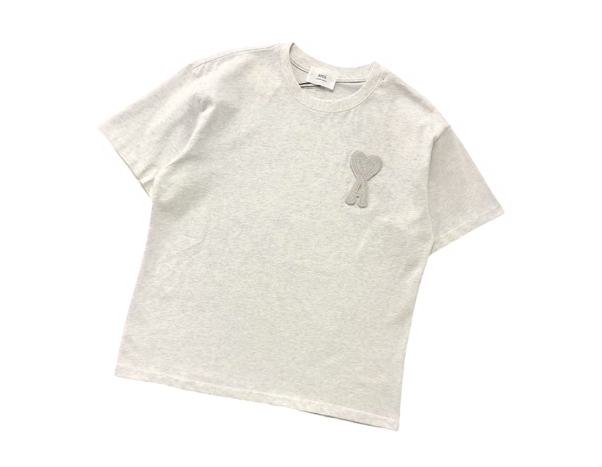 AMI Paris Maxi Heart Tee Light Grey