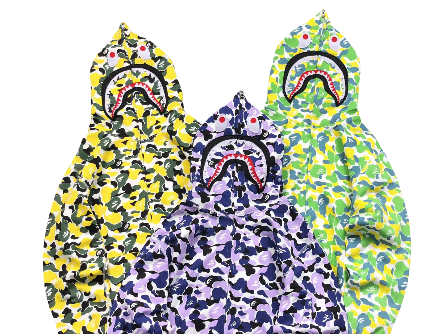 BAPE ABC Camo Shark Full Zip Hoodie Lemon Green