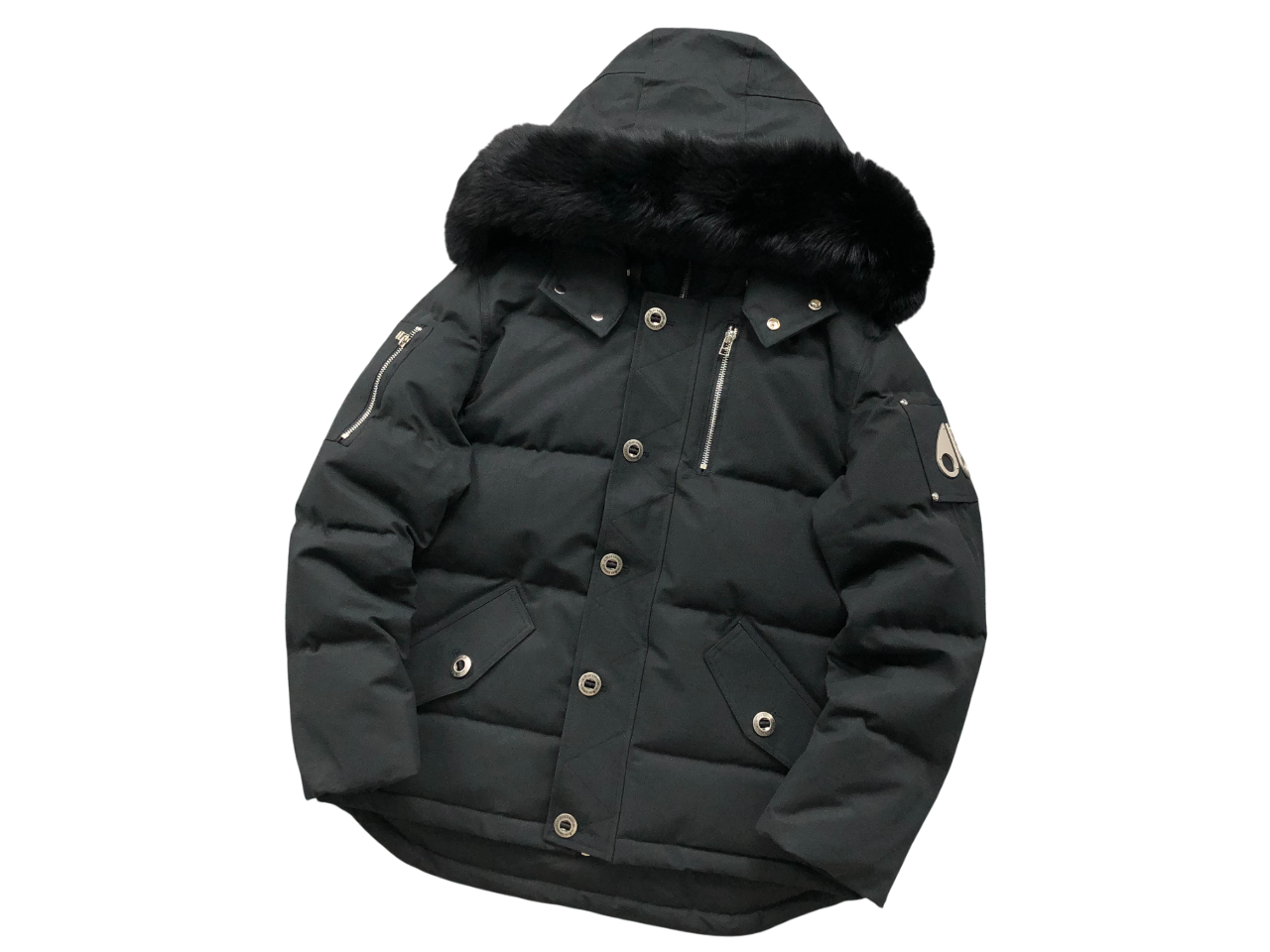 Moose Knuckles Shearling 3Q Down Jacket Full Black