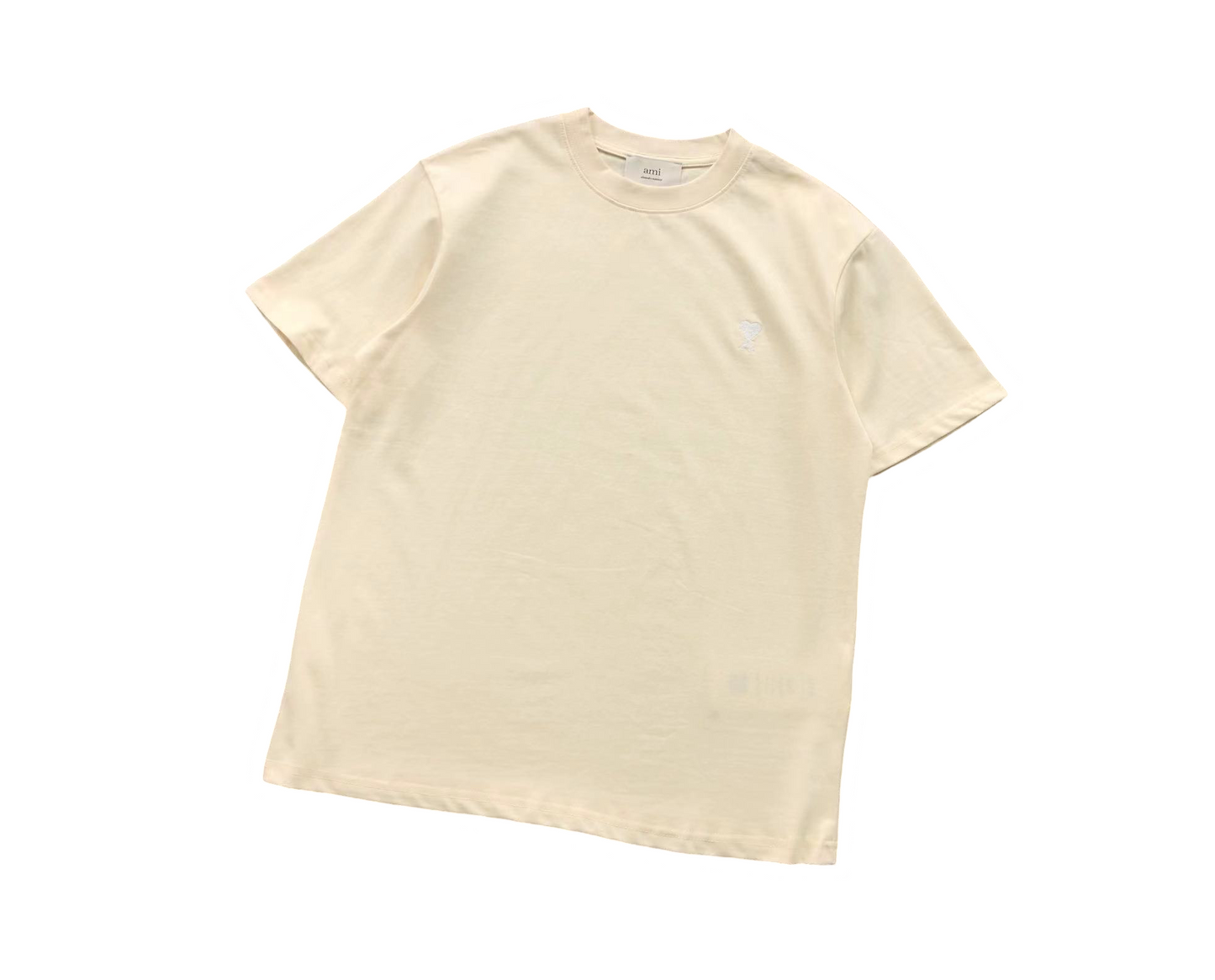 AMI Paris White Heart Tee Cream