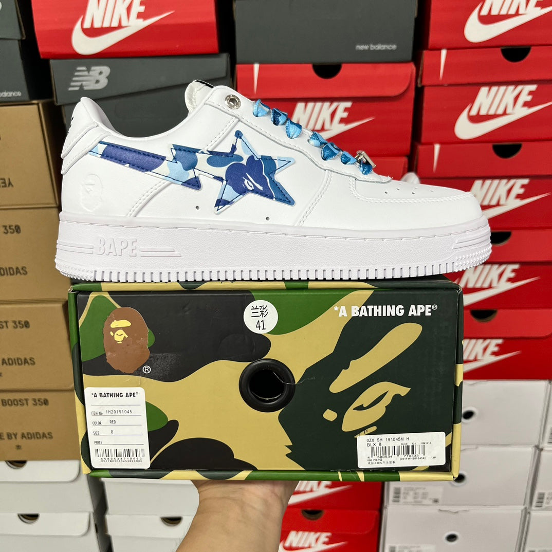 A Bathing Ape Bapesta White/Camo Blue