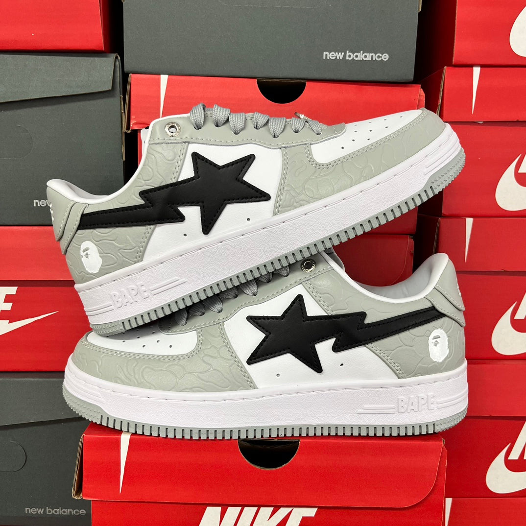 A Bathing Ape Bapesta Motif Grey/White/Black