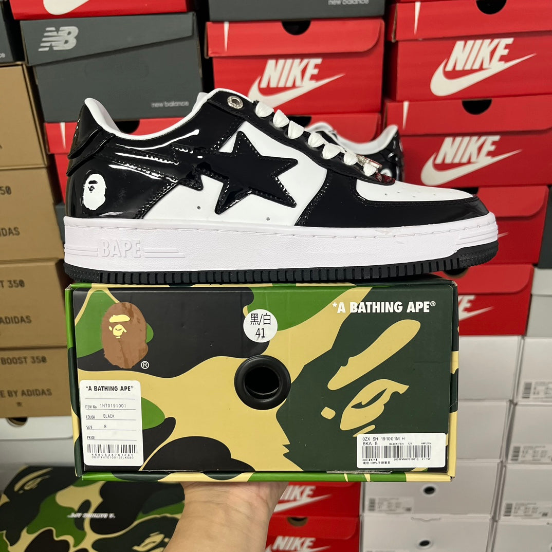 A Bathing Ape Bapesta Shiny Black/White