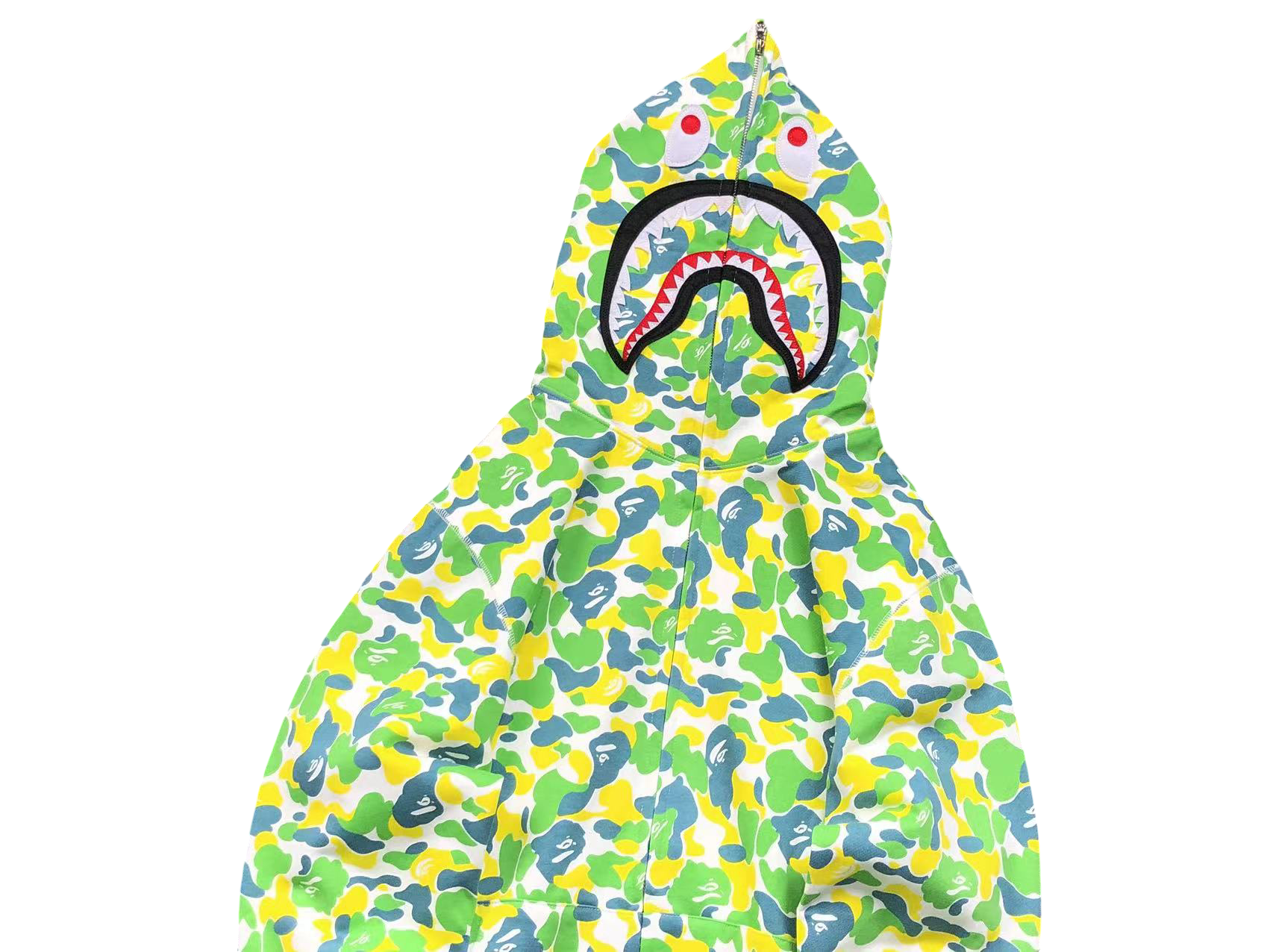 BAPE ABC Camo Shark Full Zip Hoodie Lemon Green