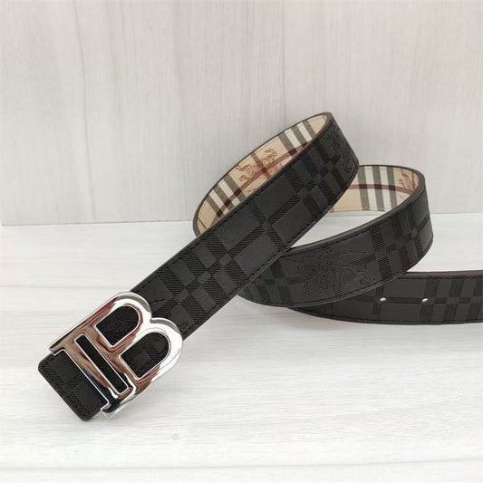 Burberry Pebbled Belt Black/Silver