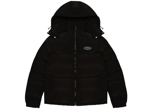 Trapstar Hyperdrive Detachable Hooded Puffer Jacket Triple Black