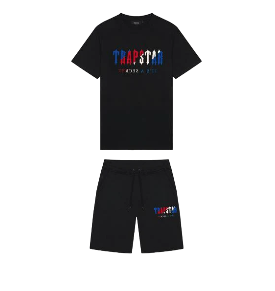 Trapstar Chenille Decoded Short Set Black Revolution