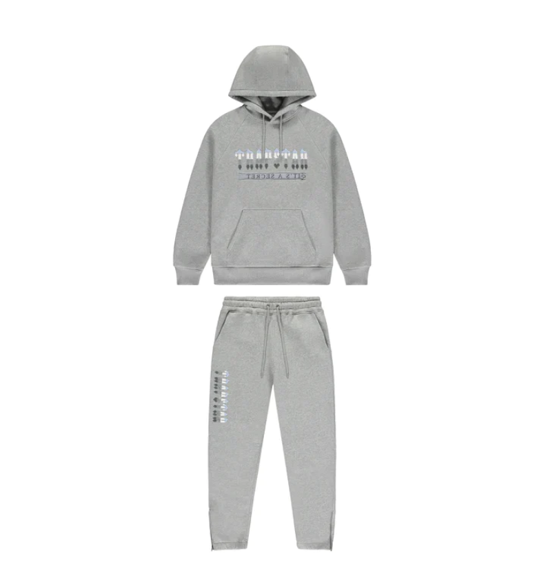 Trapstar Chenille Decoded Hoodie 2.0 Tracksuit Grey/Ice Blue