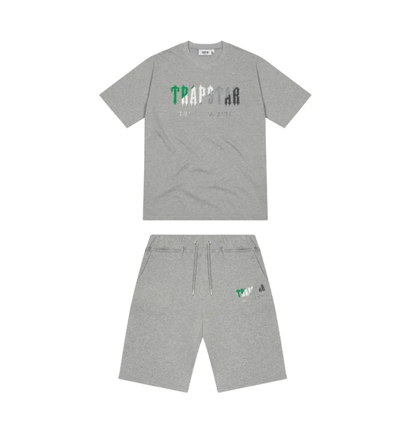 Trapstar Chenille Decoded Short Set Grey/Green