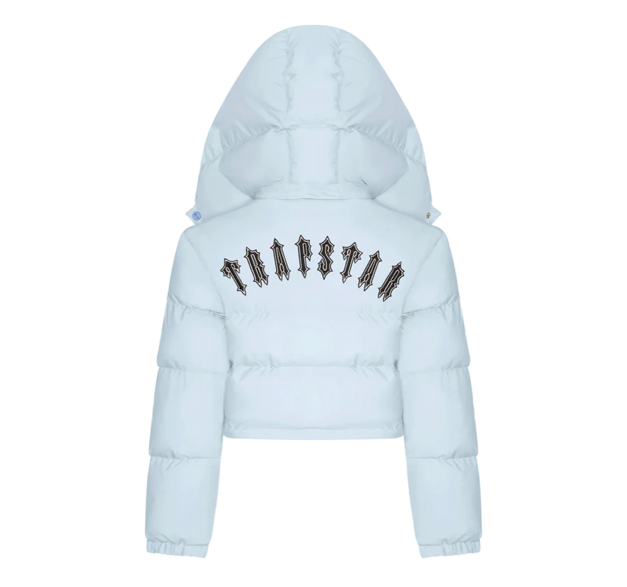Trapstar Women's Irongate Detachable Hooded Puffer Jacket Ice Blue