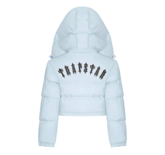 Trapstar Women's Irongate Detachable Hooded Puffer Jacket Ice Blue