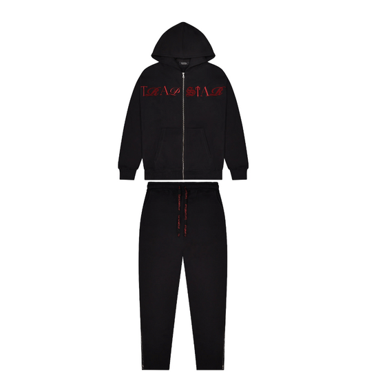 Trapstar Script Zip Through Tracksuit Black/Zinfandel