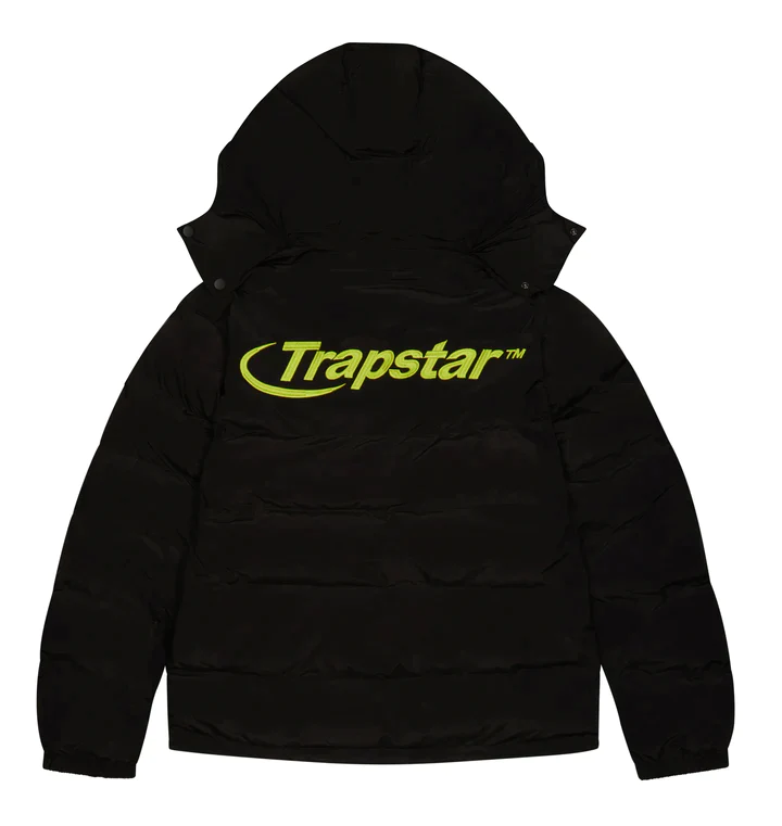 Trapstar Hyperdrive Detachable Hooded Puffer Jacket Black/Lime