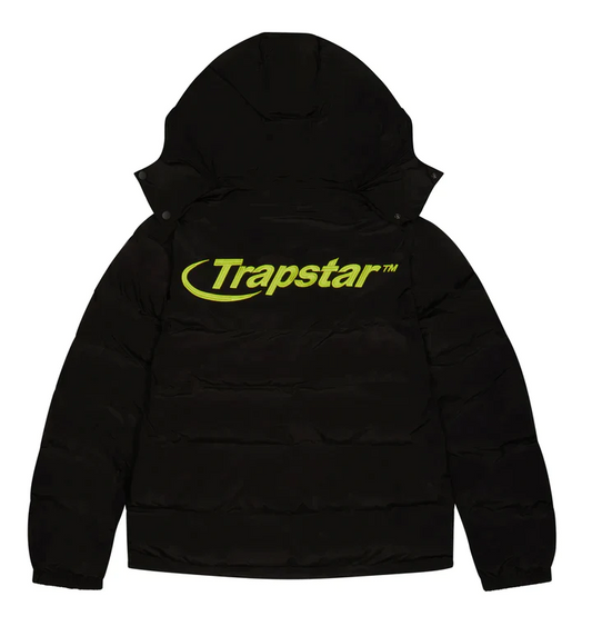 Trapstar Hyperdrive Detachable Hooded Puffer Jacket Black/Lime