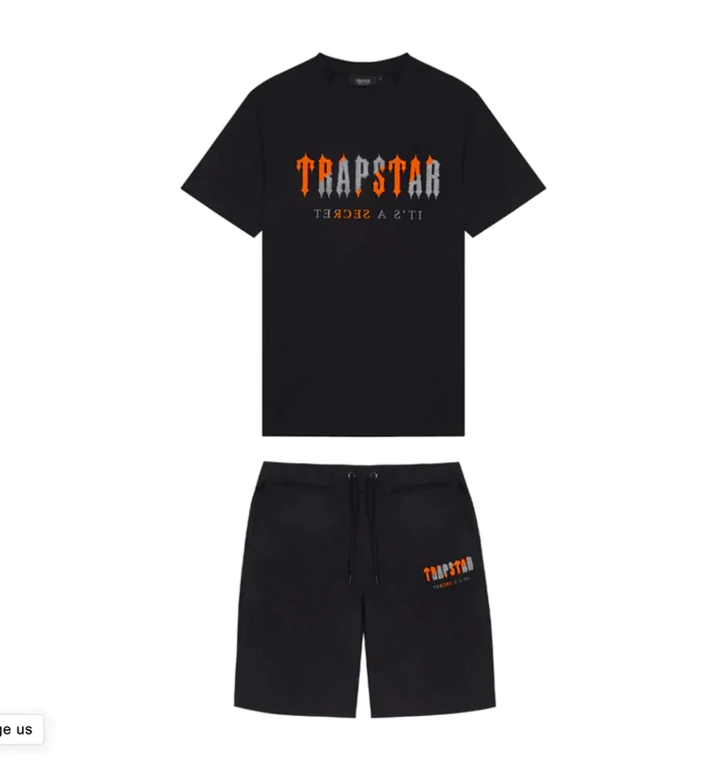 Trapstar Chenille Decoded Short Set Black/Orange