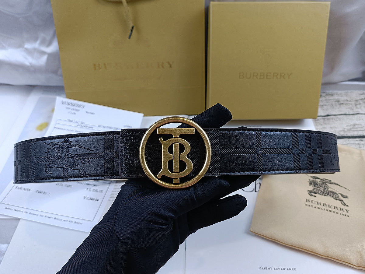 Burberry Circle Belt - (BLACK/GOLD)