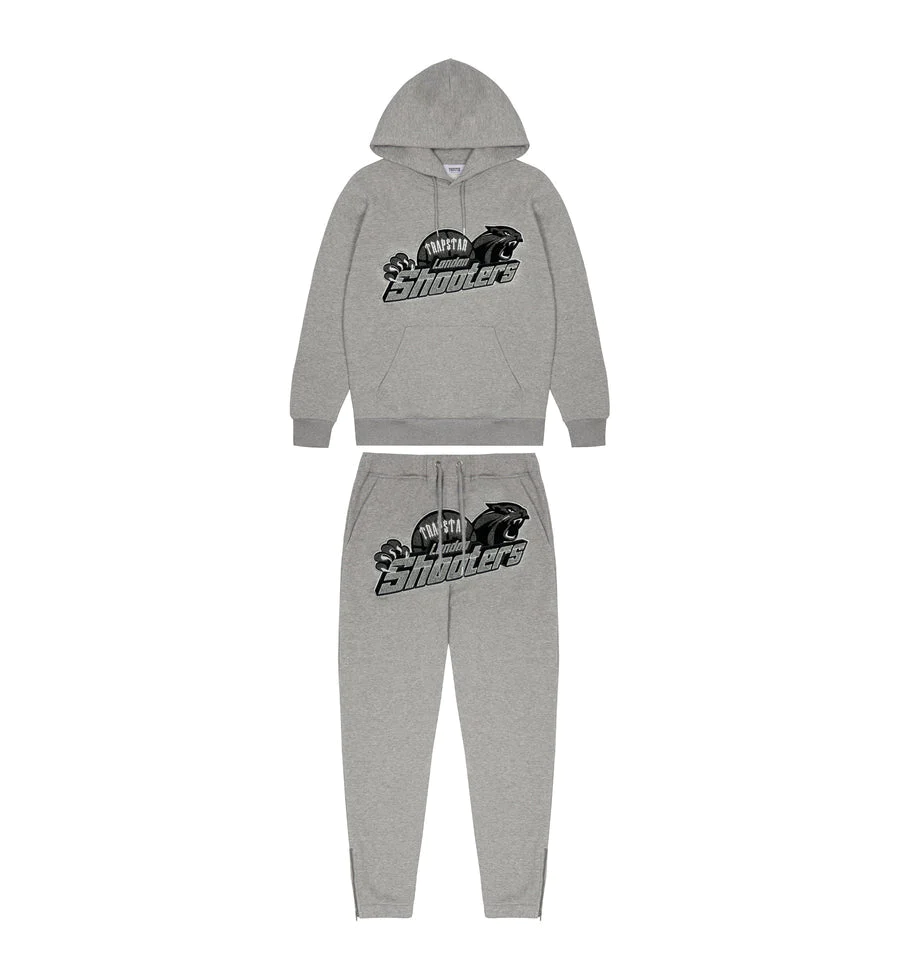 Trapstar Shooters Hoodie Tracksuit Grey Monochrome Edition