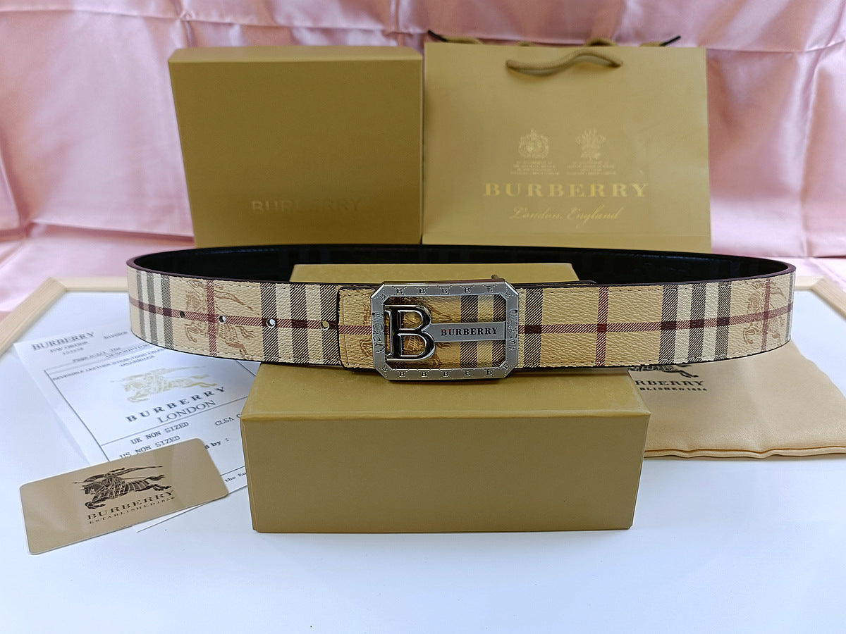 Burberry Vintage Plaque Belt Silver