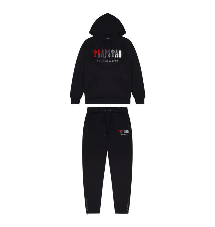 Trapstar Chenille Decoded Hoodie Tracksuit Black/Red