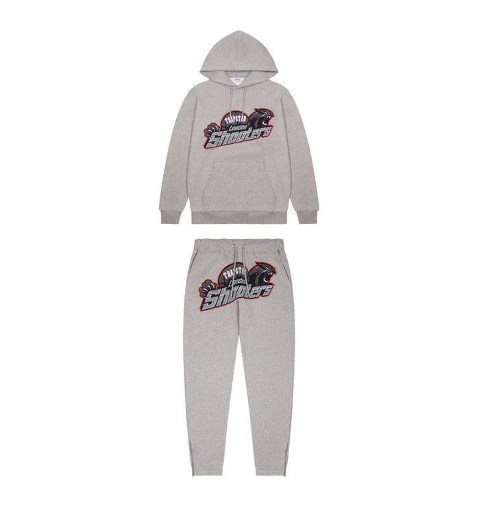 Trapstar Shooters Hoodie Tracksuit Grey/Red