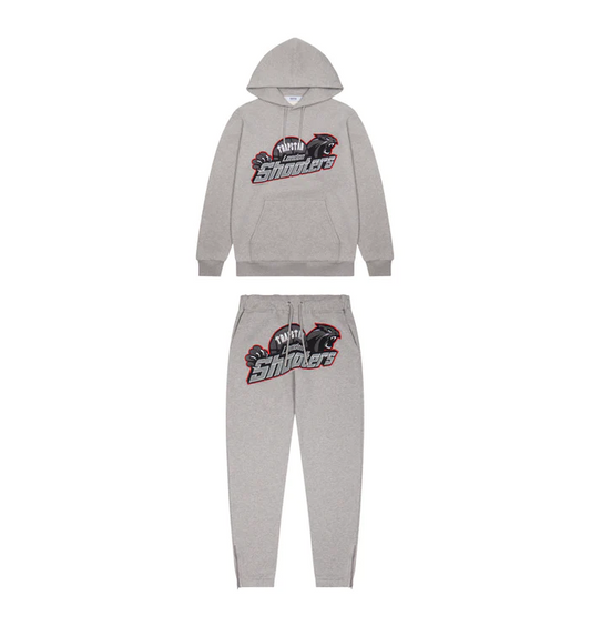 Trapstar Shooters Hoodie Tracksuit Grey/Red