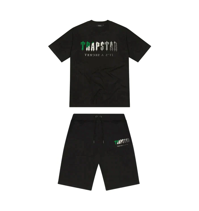 Trapstar Chenille Decoded Short Set Black/Green
