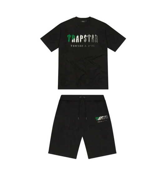 Trapstar Chenille Decoded Short Set Black/Green