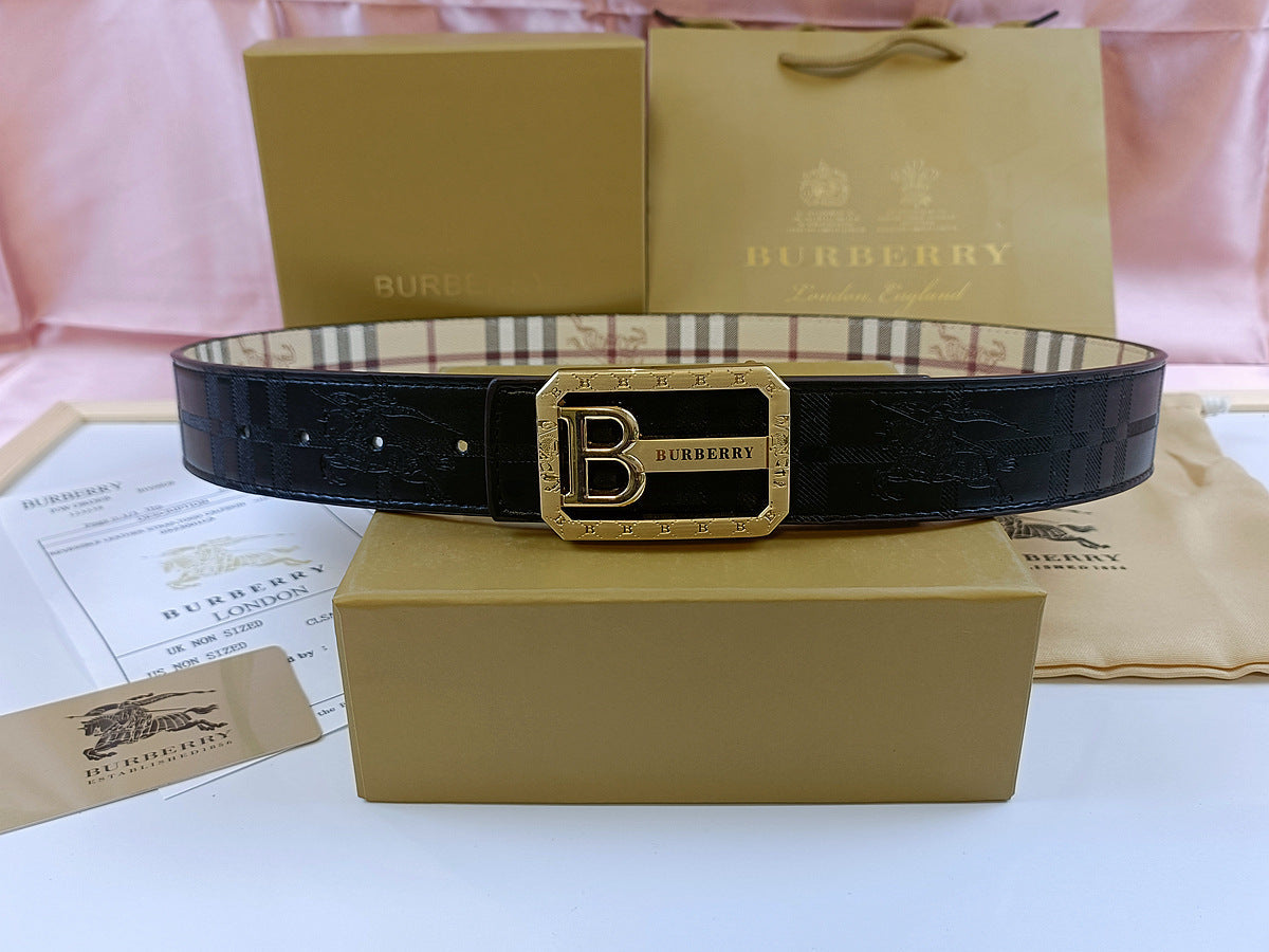 Burberry Plaque Belt Black/Gold