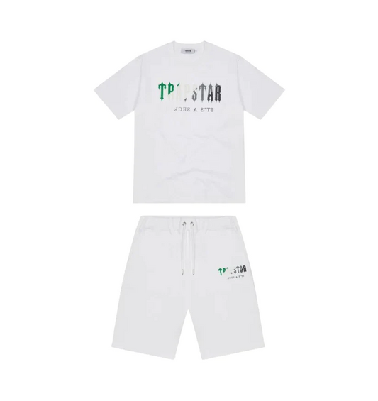Trapstar Chenille Decoded Short Set White/Green