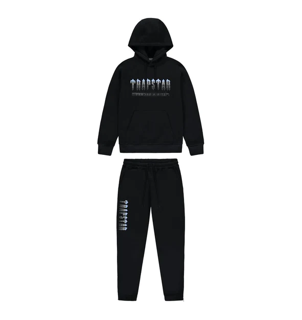 Trapstar Chenille Decoded 2.0 Hoodie Tracksuit Black/Ice Blue