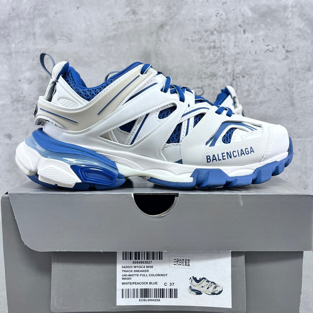 Balenciaga Track 3.0 White/Peacock Blue