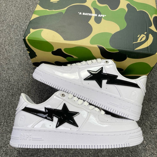 A Bathing Ape Bapesta Shiny White/Shiny Black