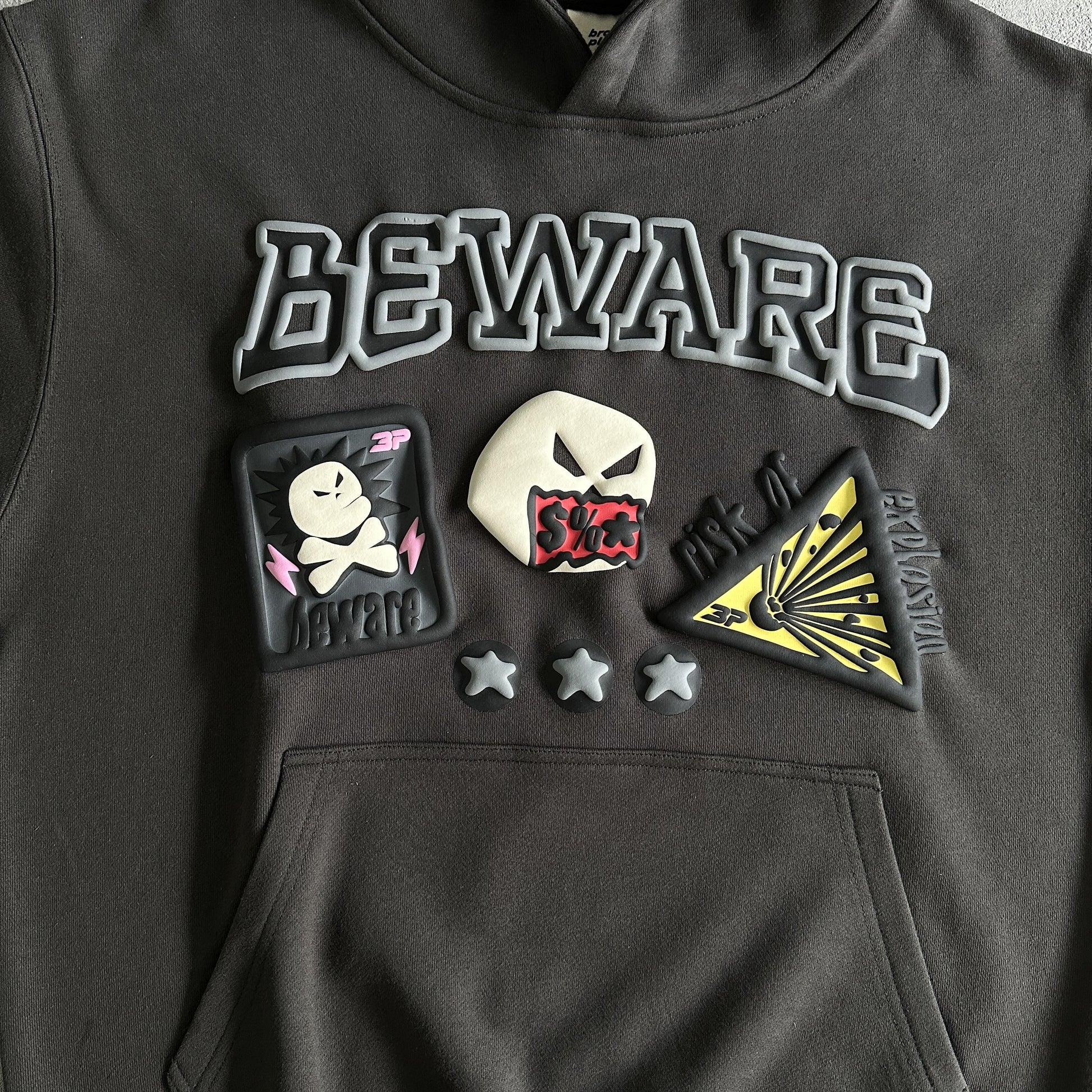 Broken Planet Beware Hoodie Soot Black