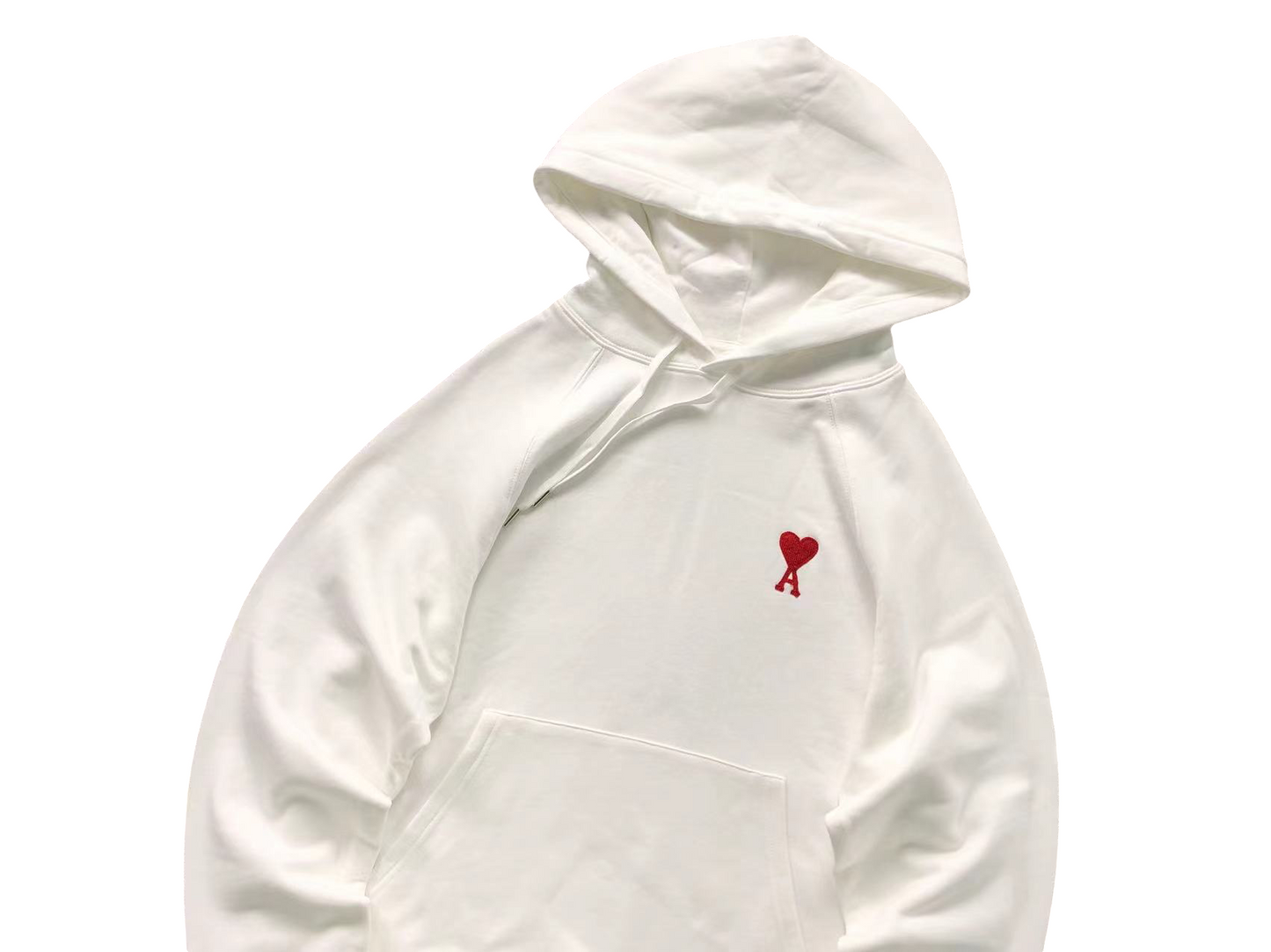 AMI Paris Red Heart Hoodie White