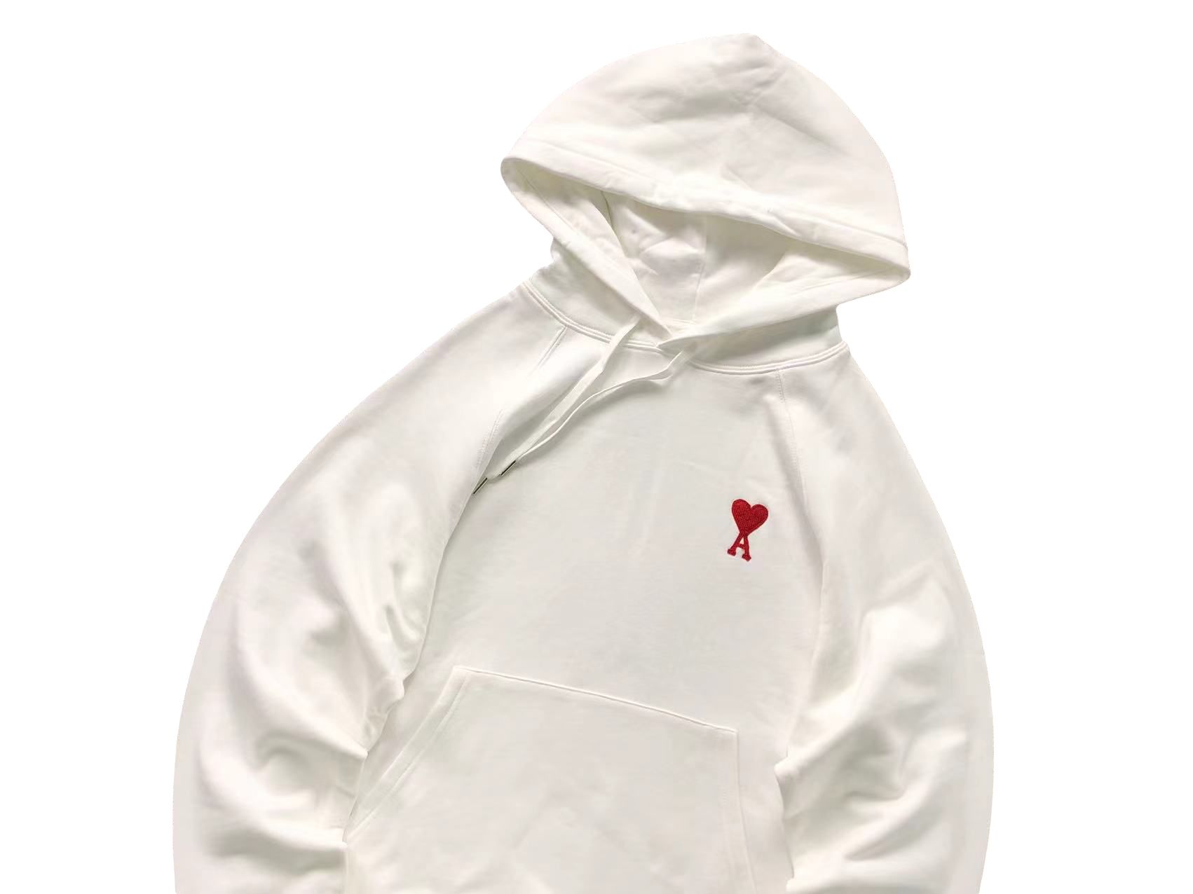AMI Paris Red Heart Hoodie White