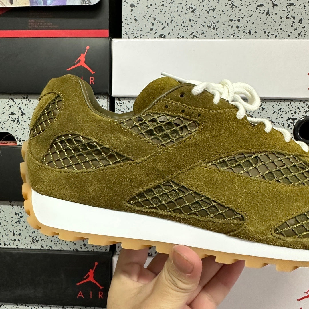 Bottega Veneta Orbit Khaki Suede Mesh