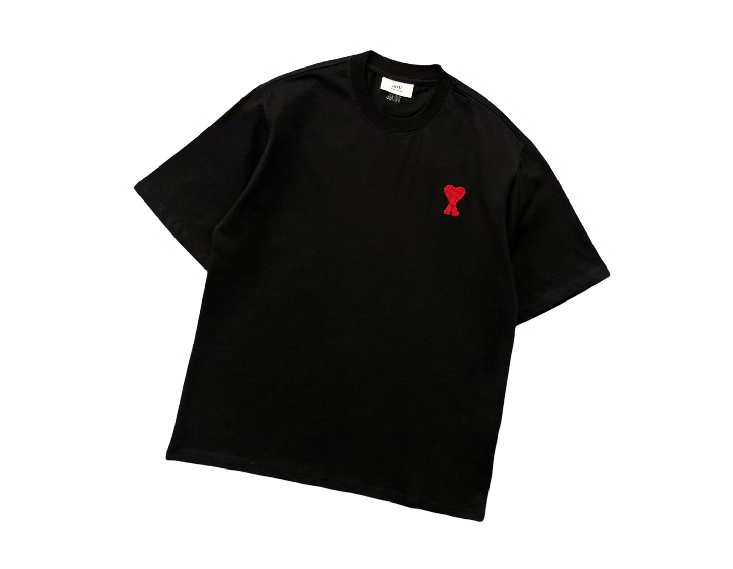 AMI Paris Signature Red Tee Black