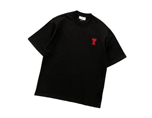 AMI Paris Signature Red Tee Black