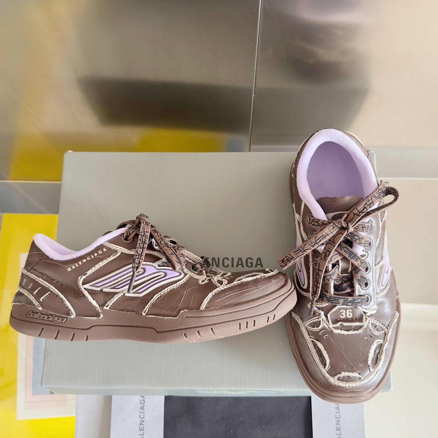 Balenciaga Hamptons Worn-Out Brown Pink