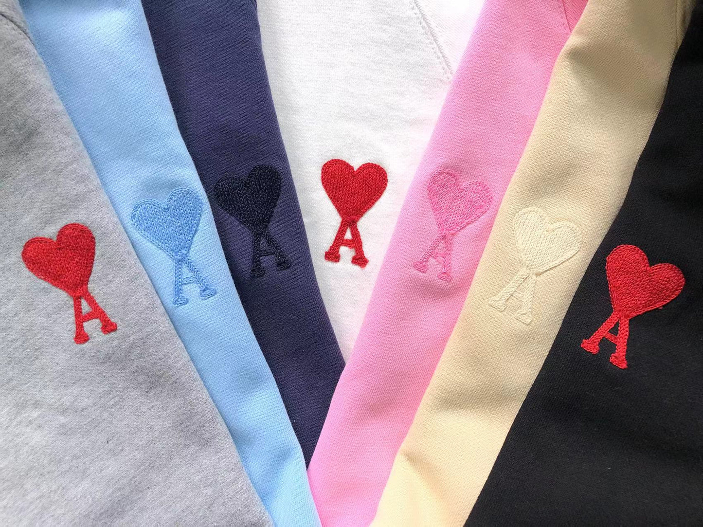 AMI Paris Red Heart Hoodie Navy