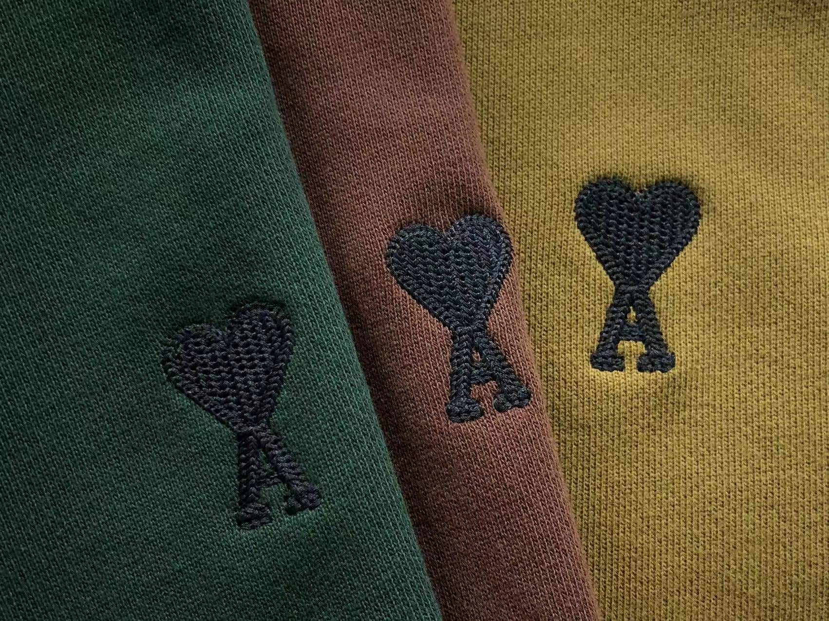 AMI Paris Black Heart Hoodie Brown